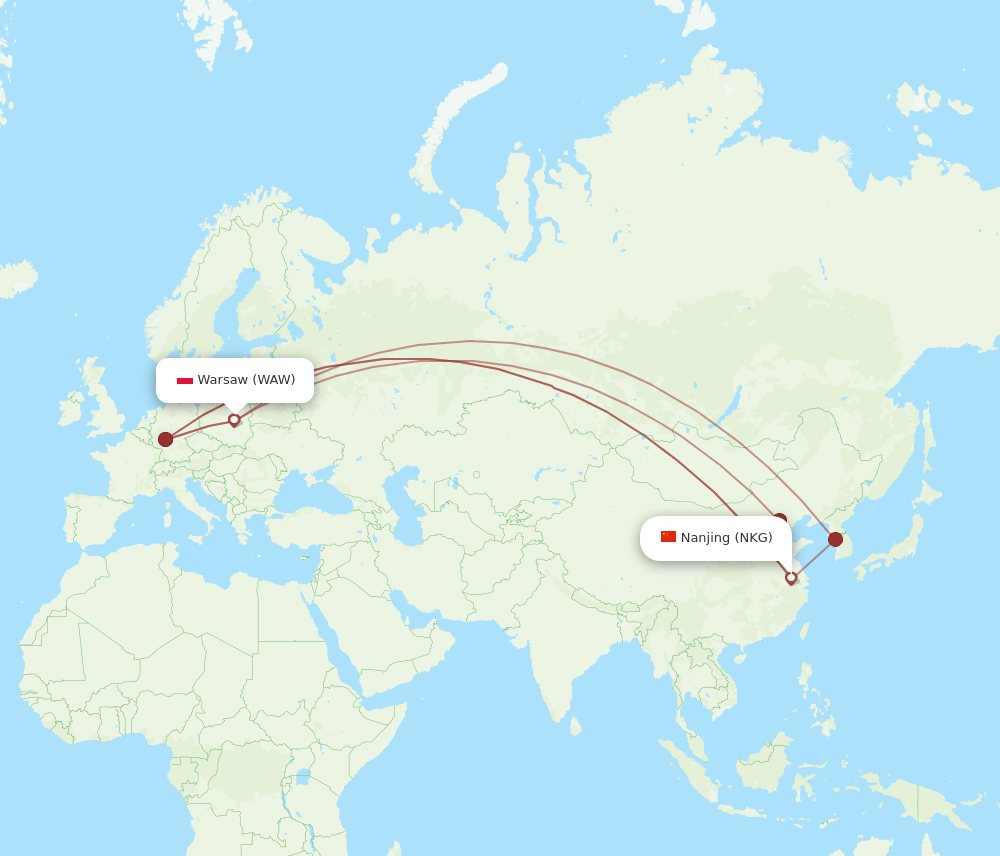 WAW-NKG flight routes