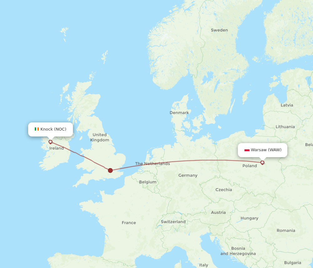 WAW-NOC flight routes