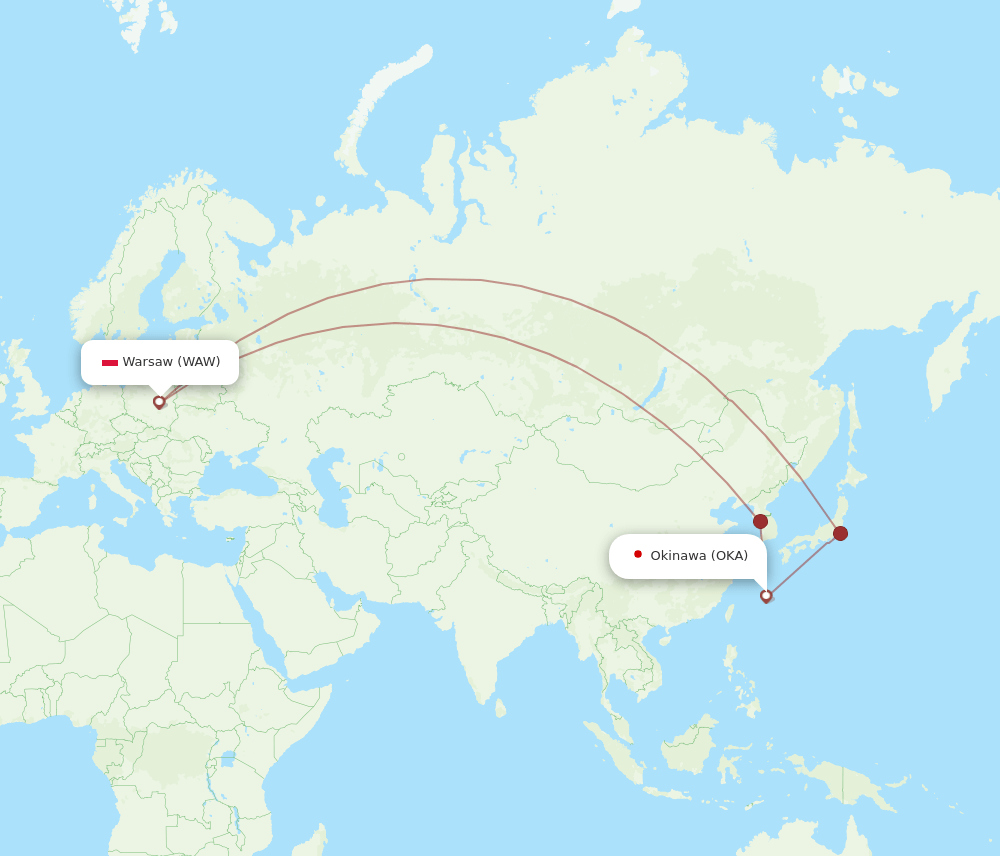 WAW-OKA flight routes