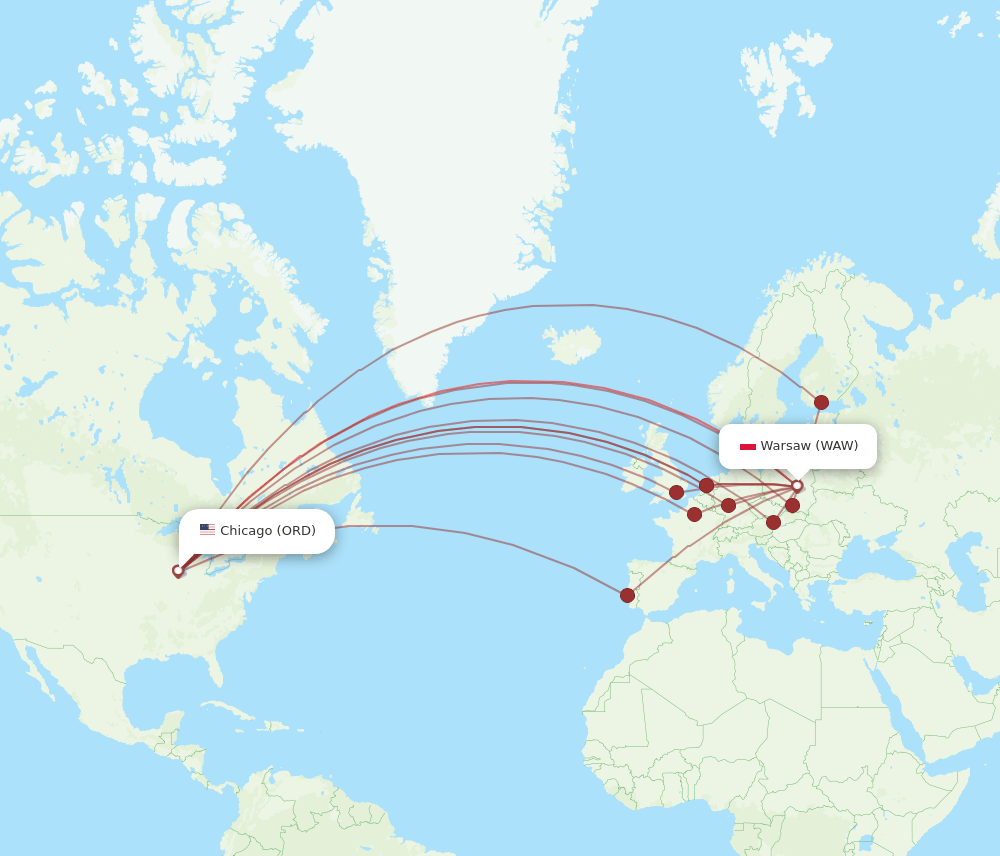 WAW-ORD flight routes