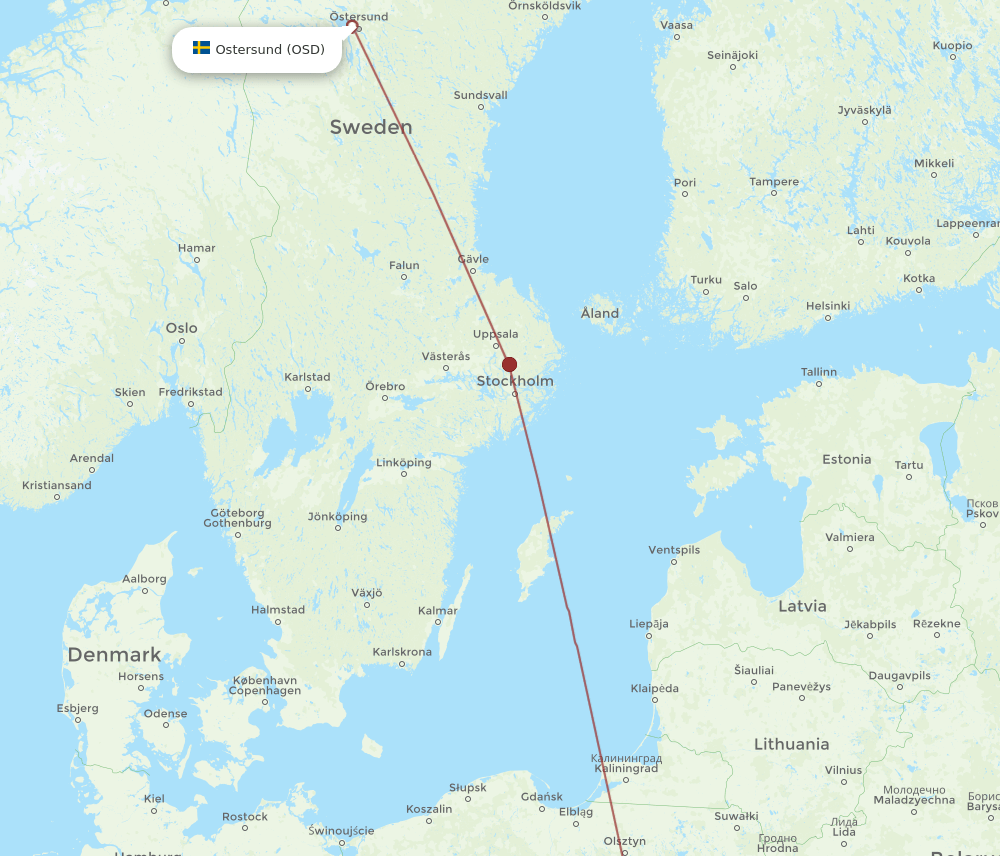 WAW to OSD flights and routes map