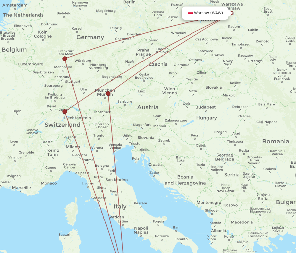 WAW to PMO flights and routes map