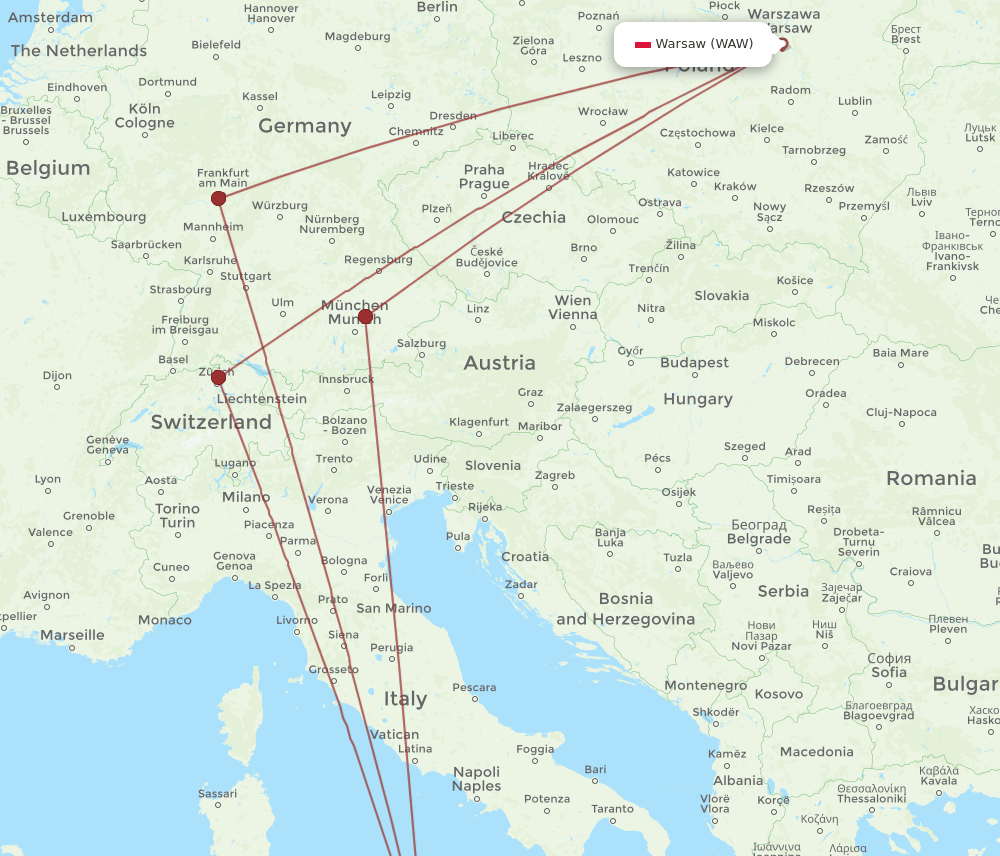 WAW-PMO flight routes