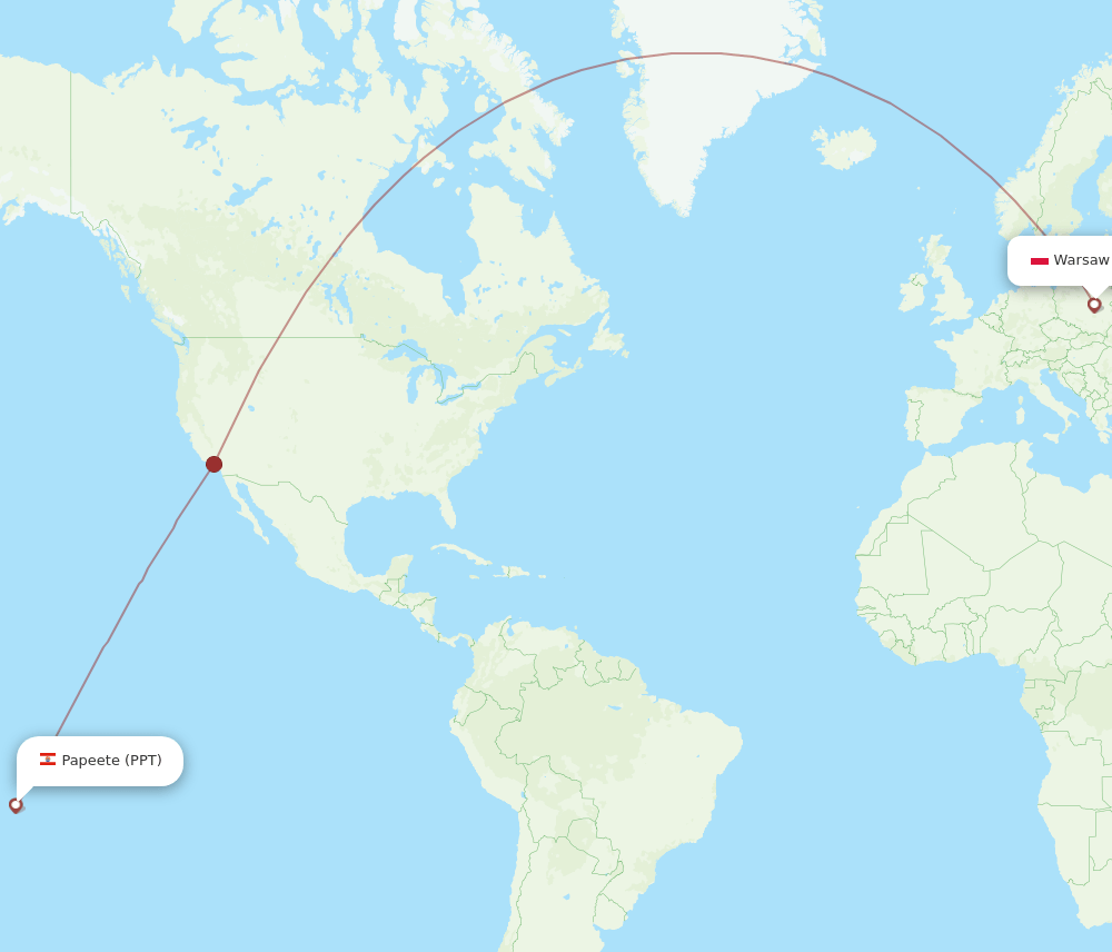 WAW-PPT flight routes