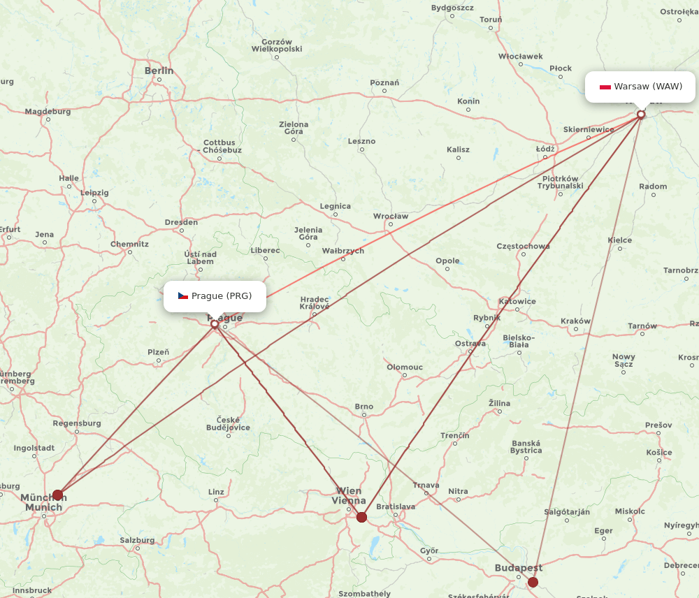 WAW-PRG flight routes