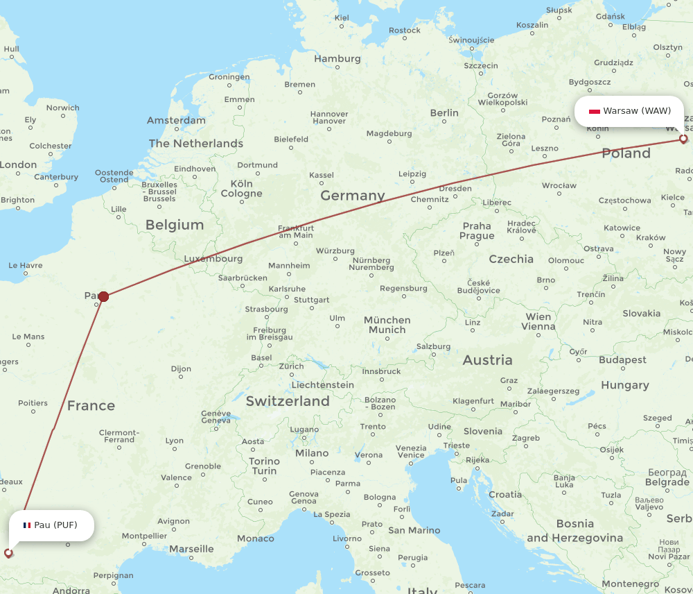 WAW-PUF flight routes