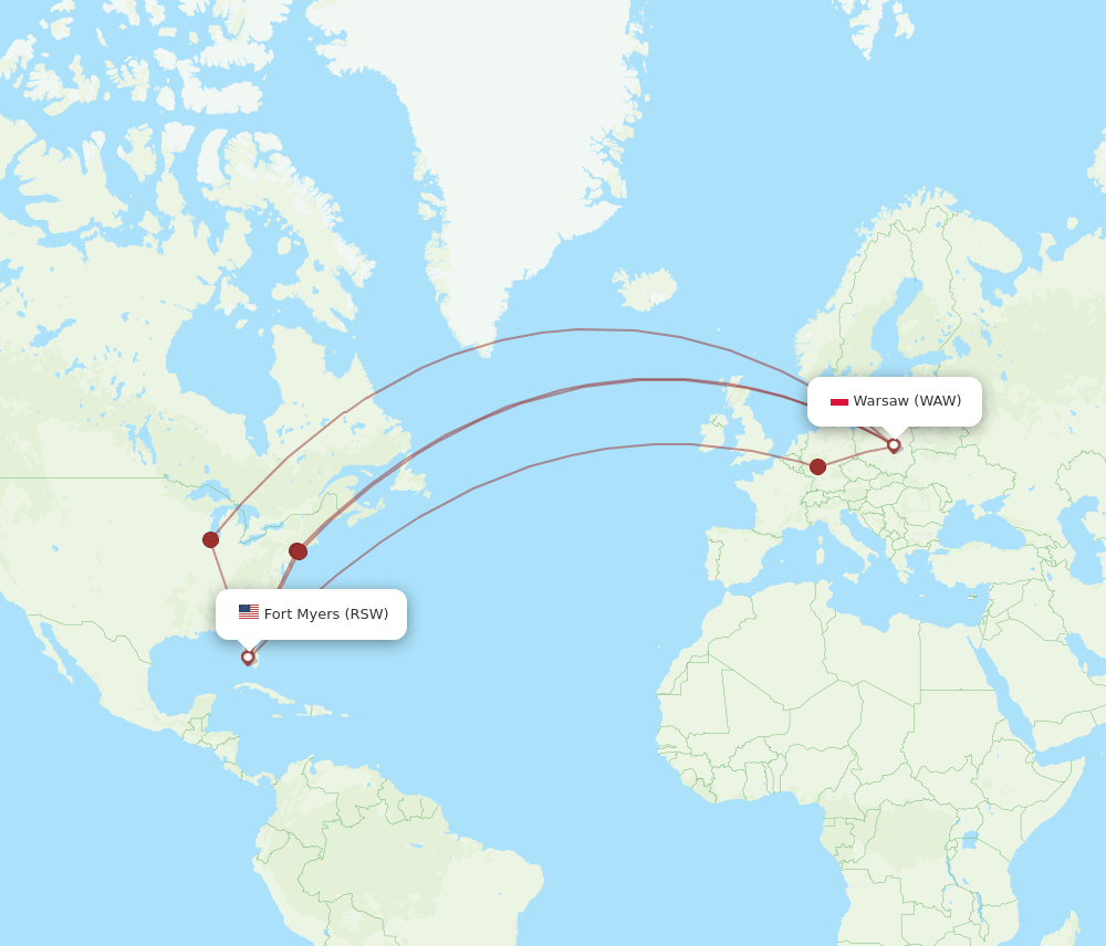 WAW-RSW flight routes