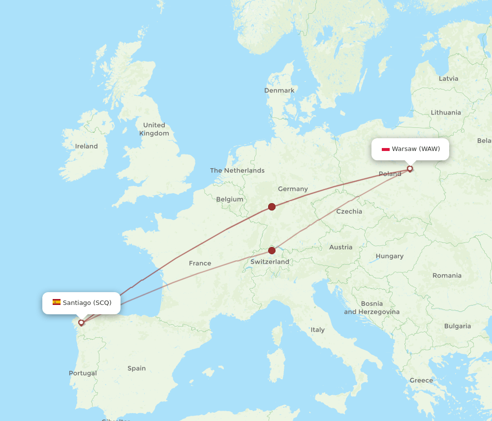 WAW-SCQ flight routes