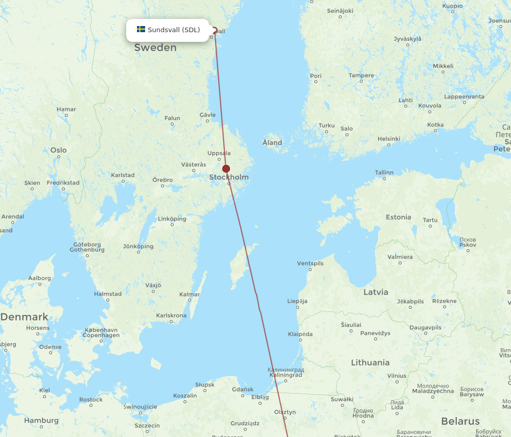 WAW to SDL flights and routes map