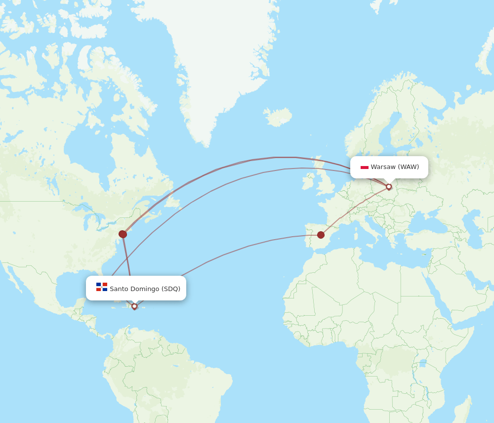 WAW-SDQ flight routes