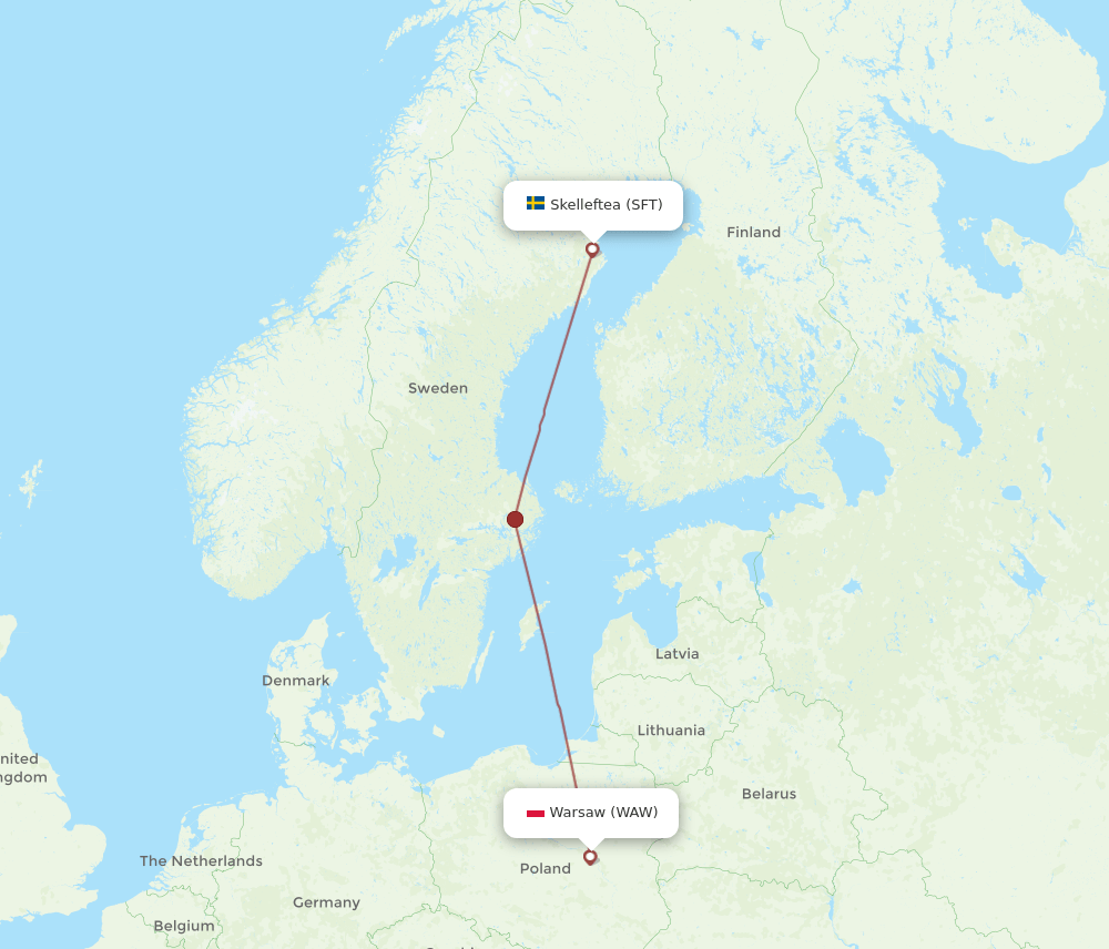 WAW to SFT flights and routes map