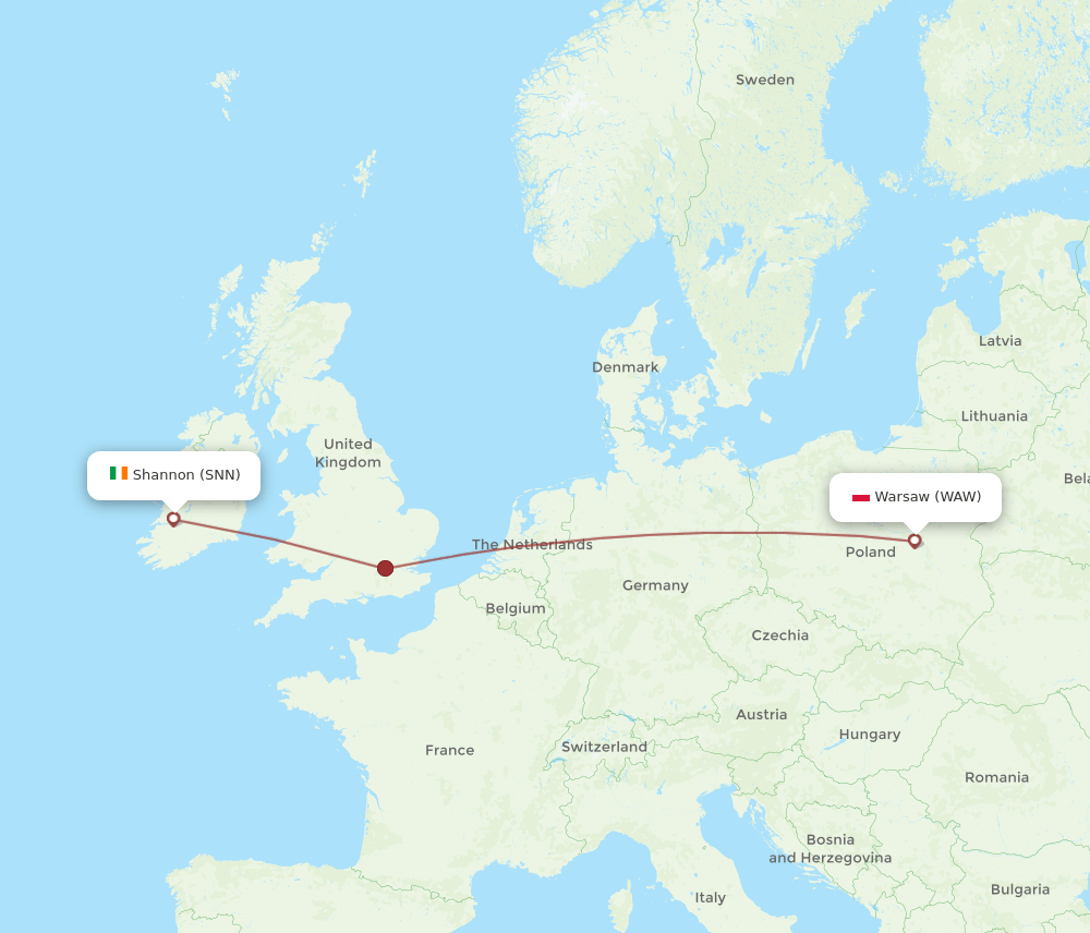 WAW-SNN flight routes
