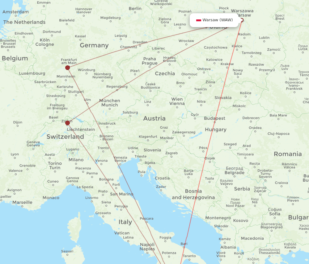 WAW-SUF flight routes