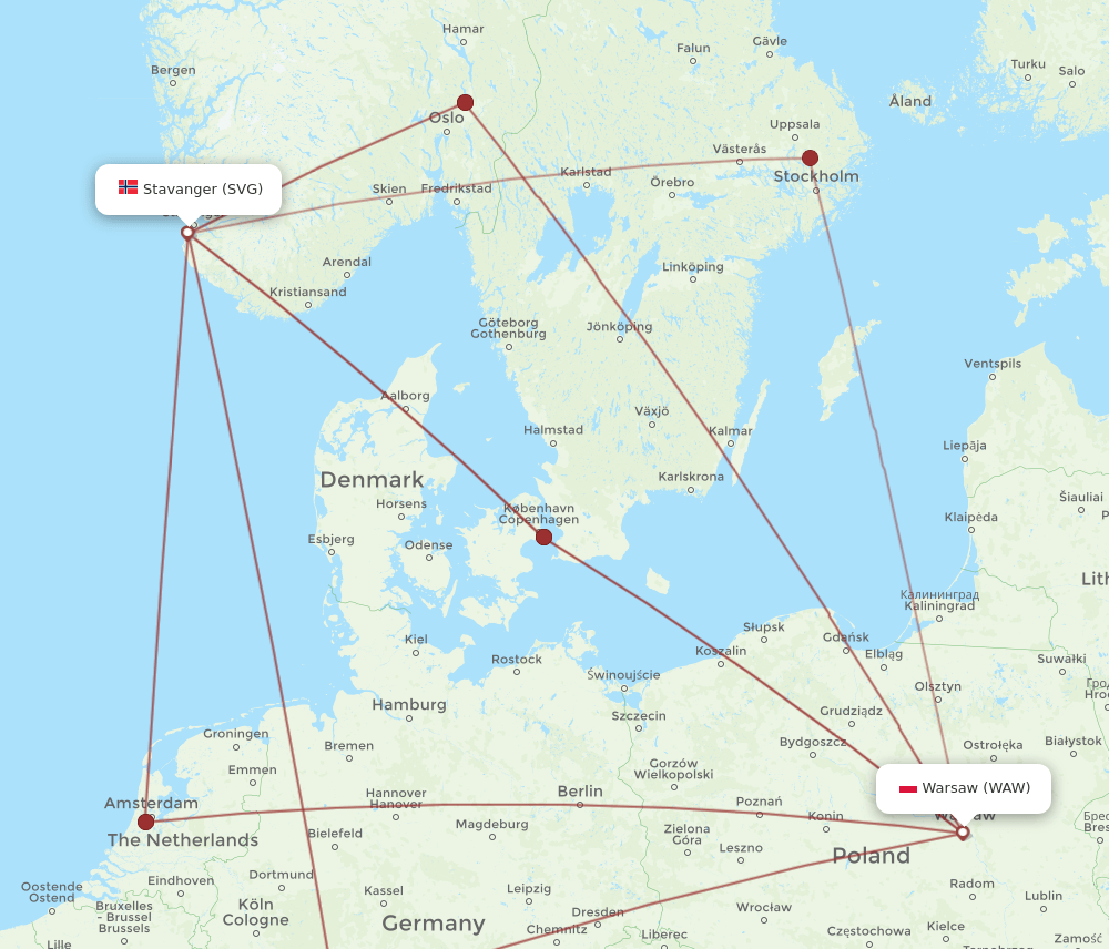 WAW-SVG flight routes