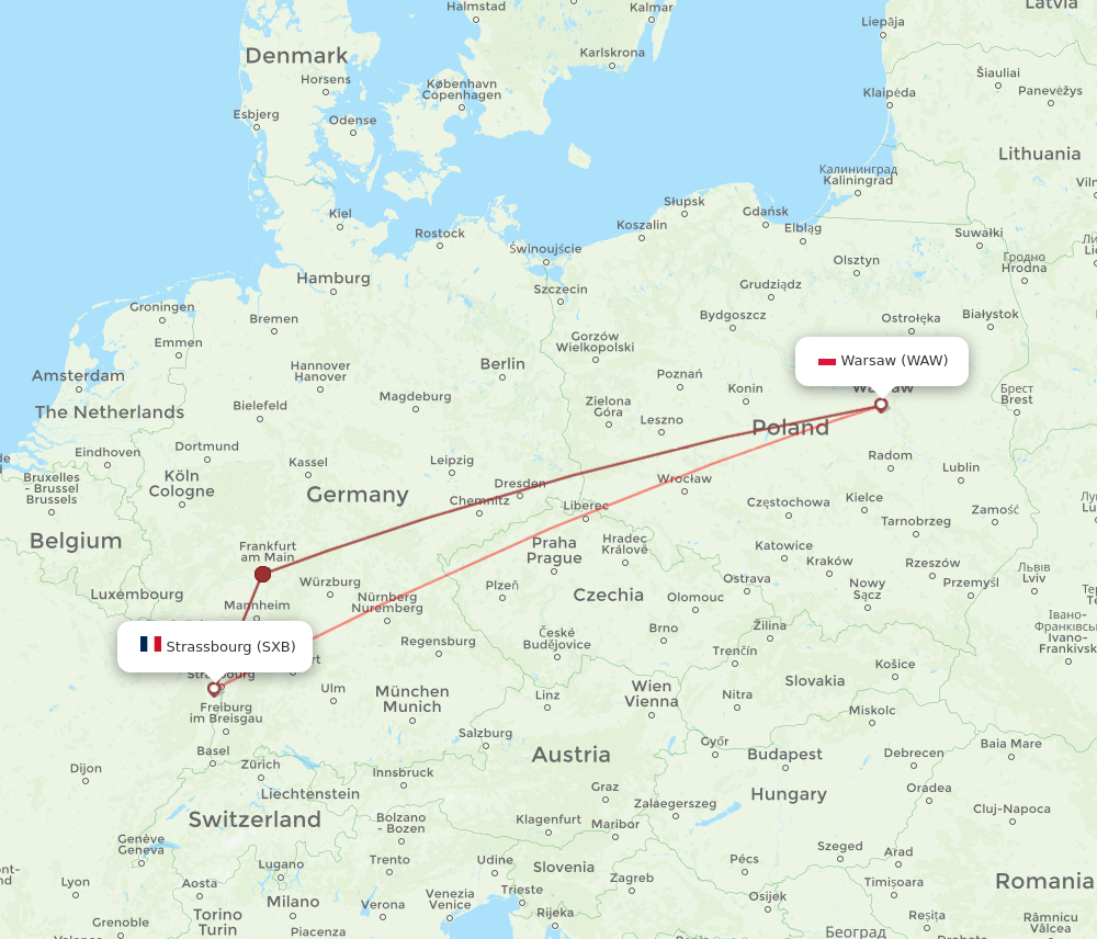 WAW-SXB flight routes