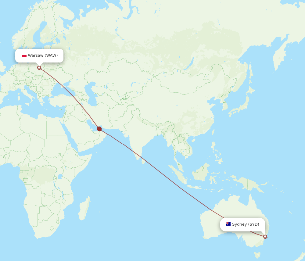 WAW-SYD flight routes