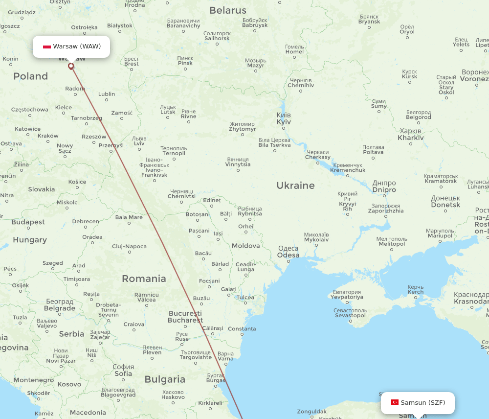 WAW-SZF flight routes