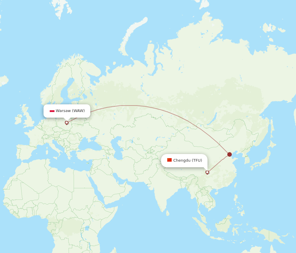 WAW to TFU flights and routes map