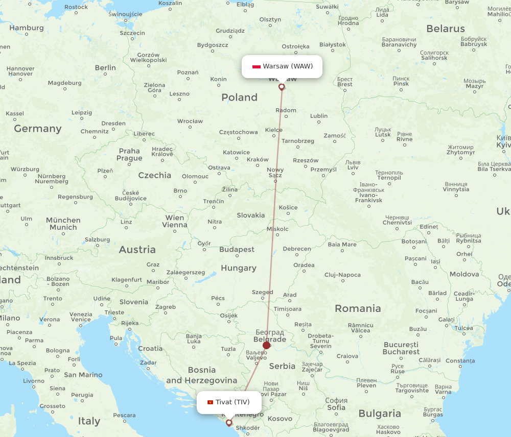 WAW-TIV flight routes