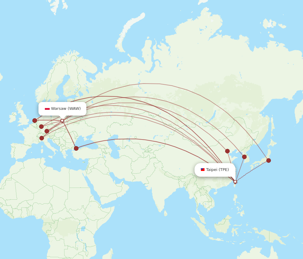 WAW-TPE flight routes