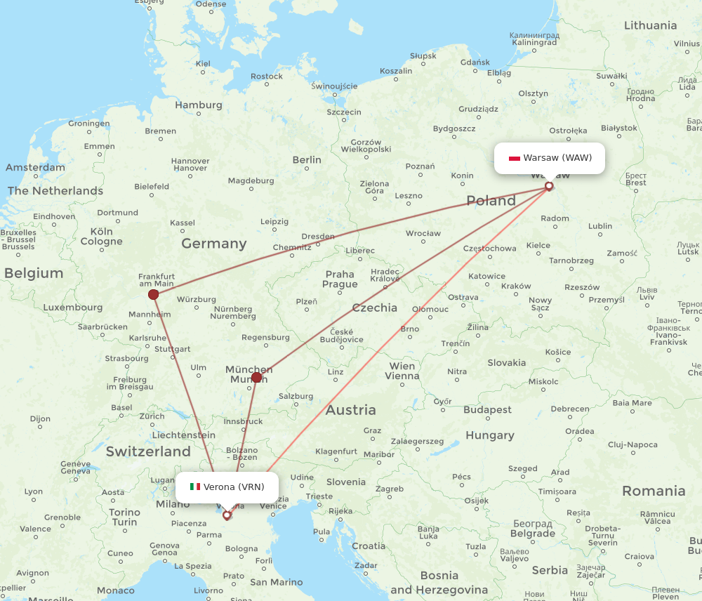 WAW to VRN flights and routes map