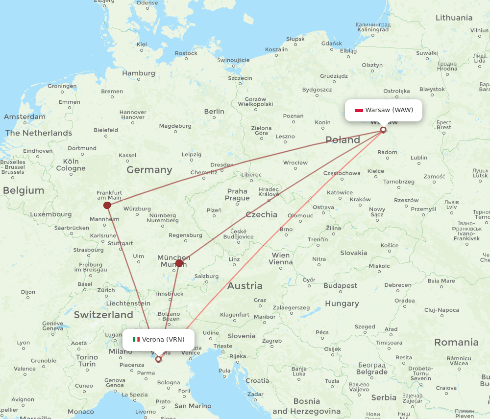 WAW-VRN flight routes