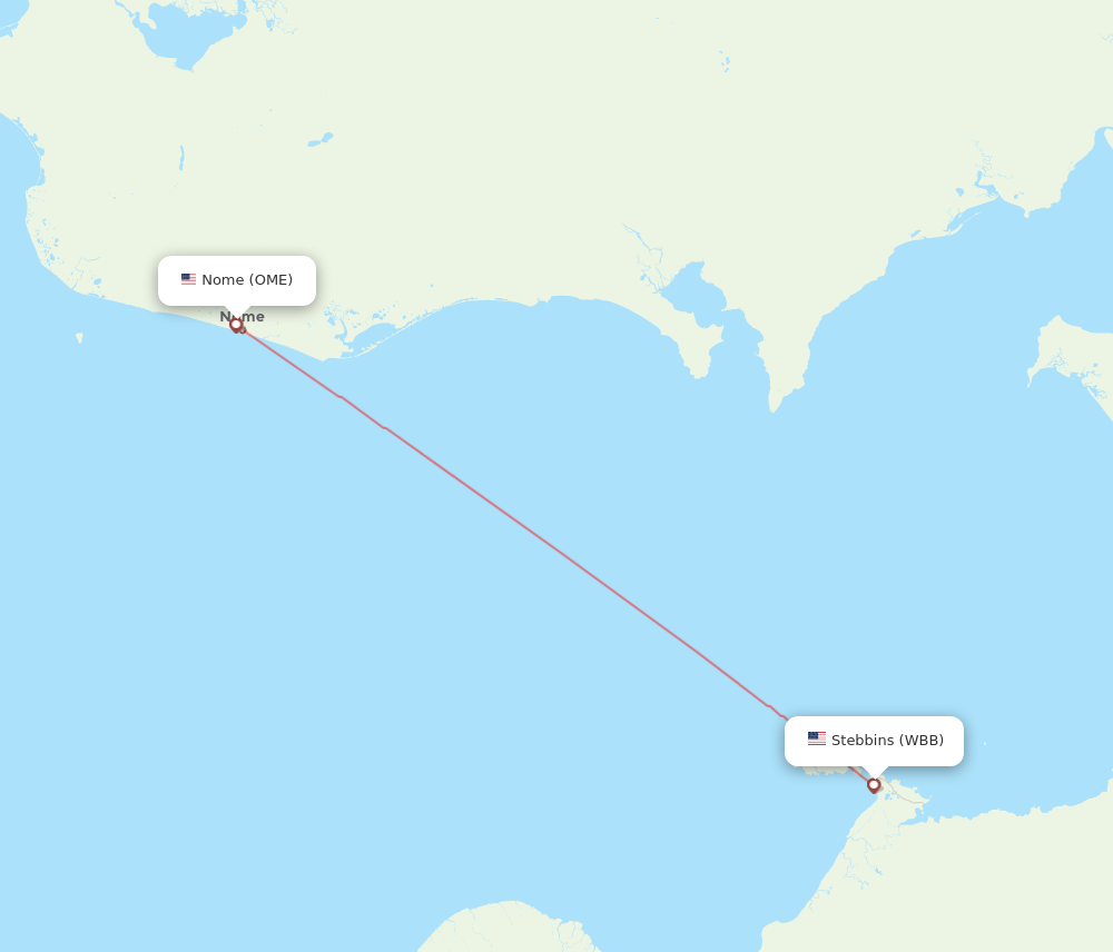 Stebbins - Nome route map and flight paths