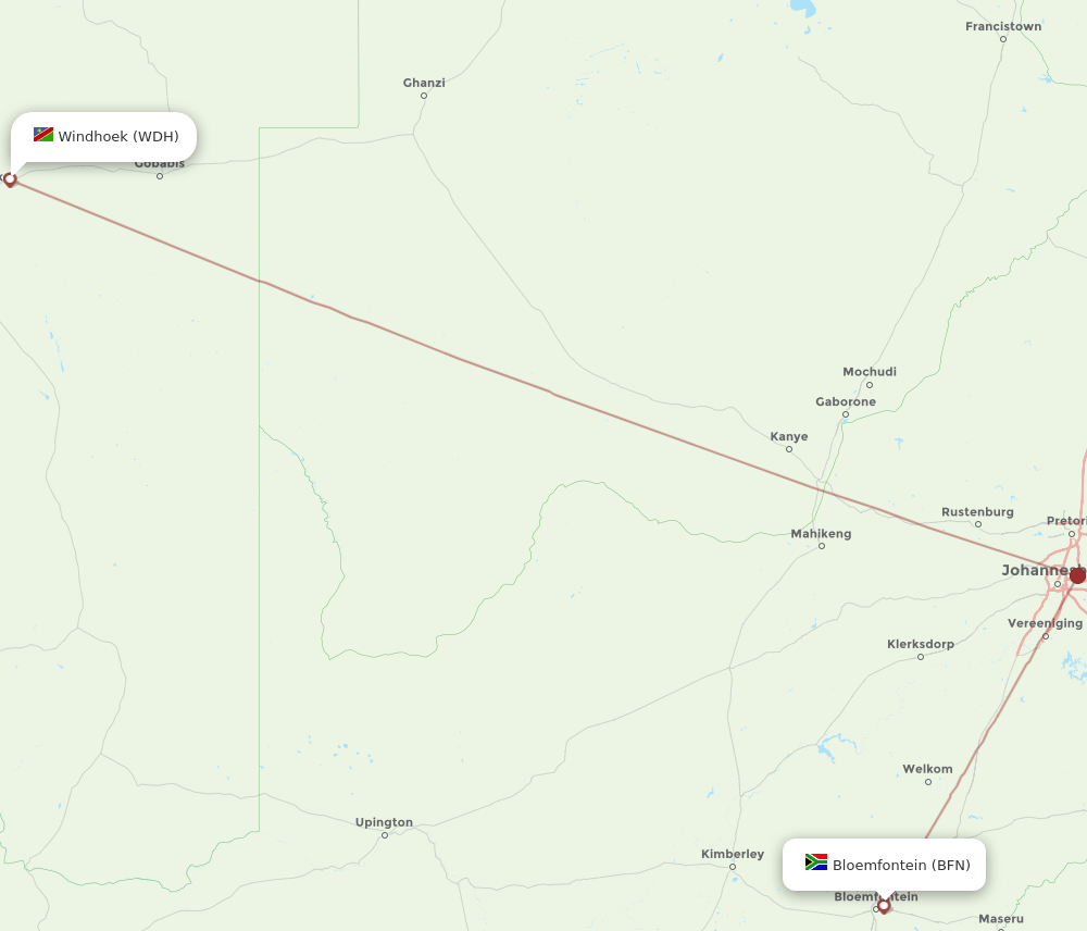 WDH-BFN flight routes