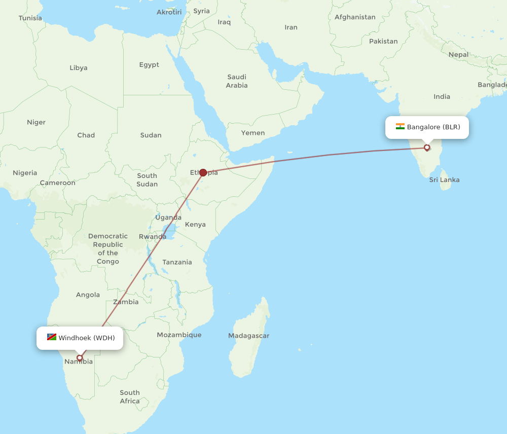 WDH-BLR flight routes