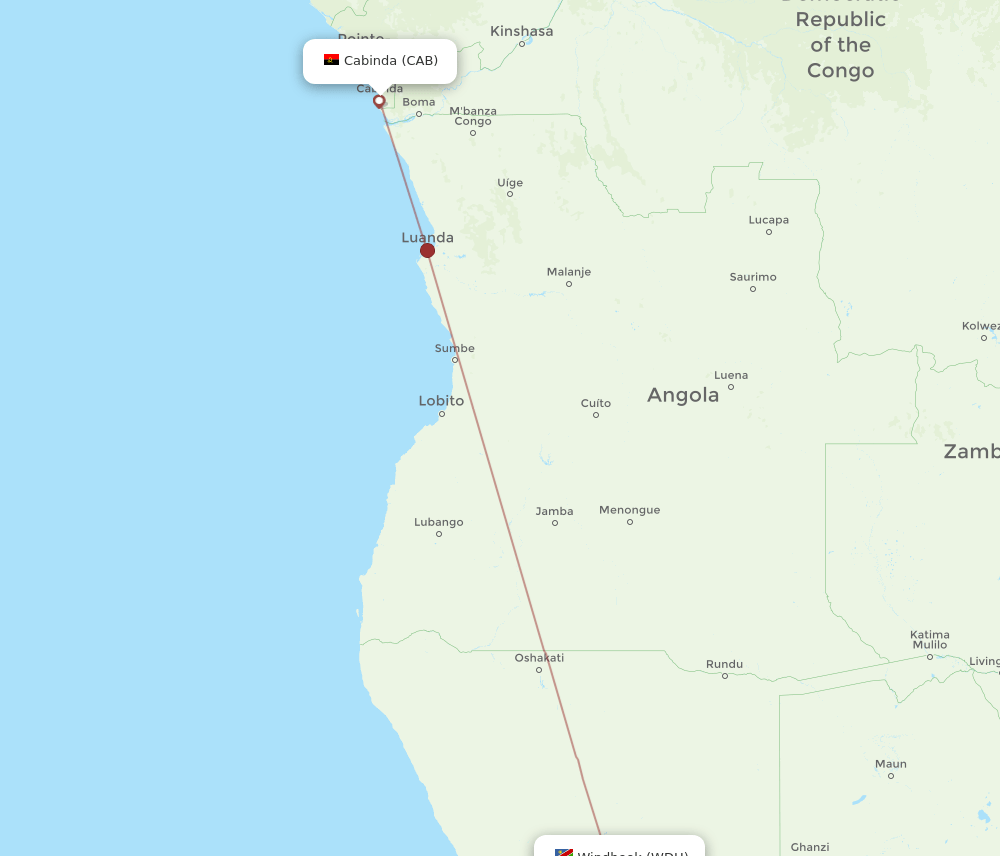 WDH to CAB flights and routes map