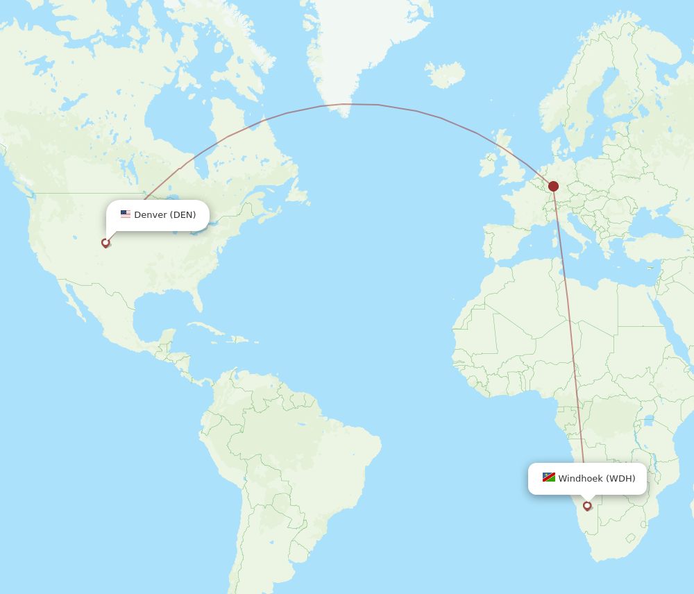 WDH to DEN flights and routes map