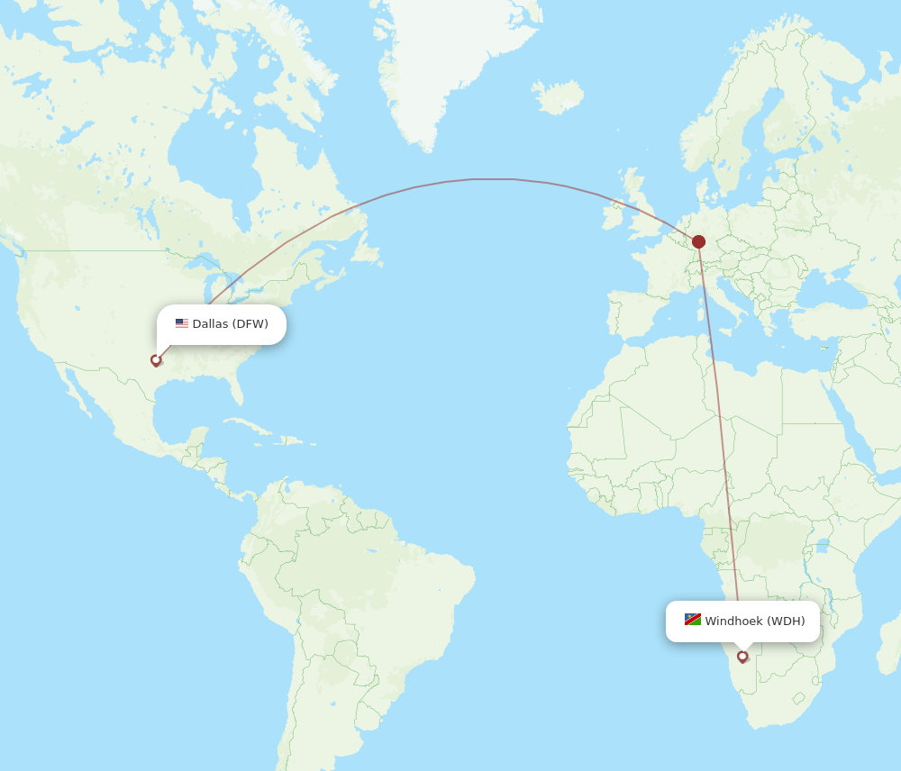 WDH-DFW flight routes