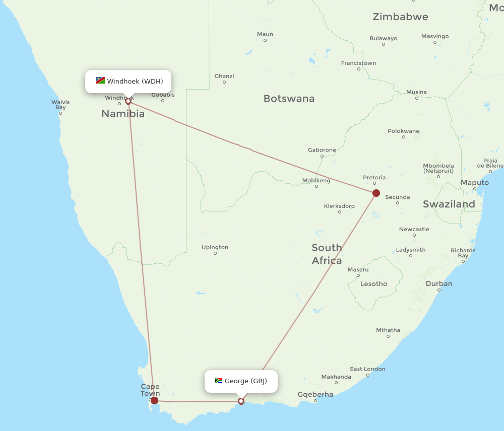 WDH-GRJ flight routes