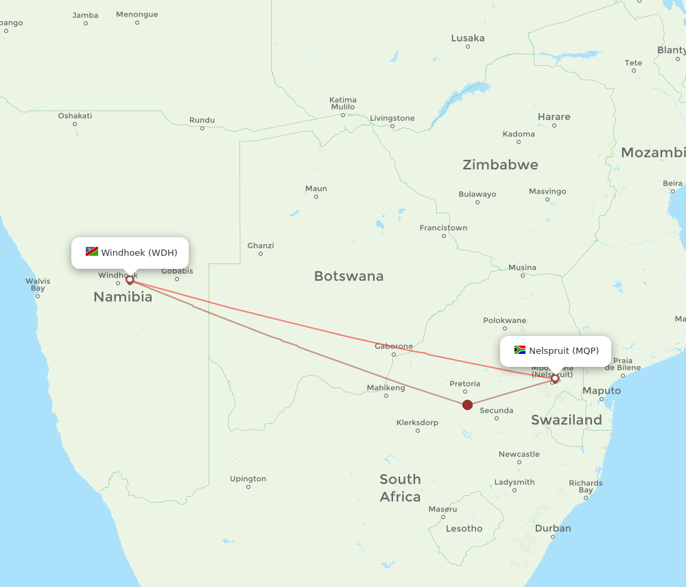 WDH-MQP flight routes