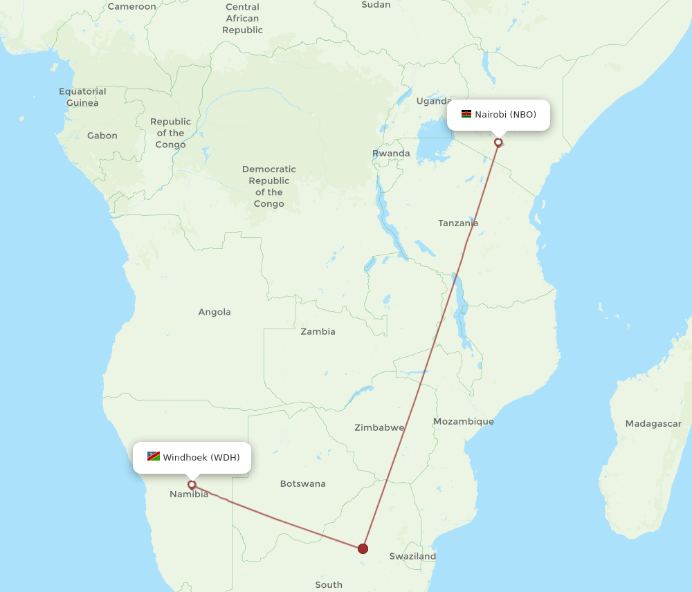 WDH-NBO flight routes