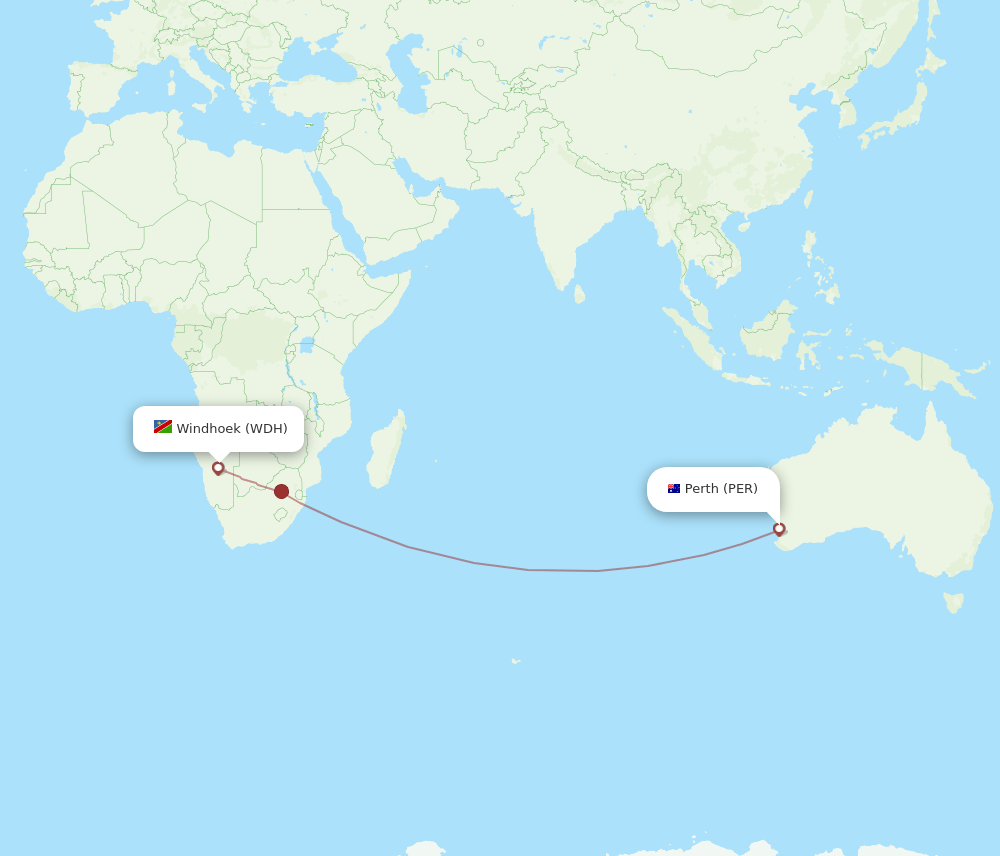 WDH-PER flight routes