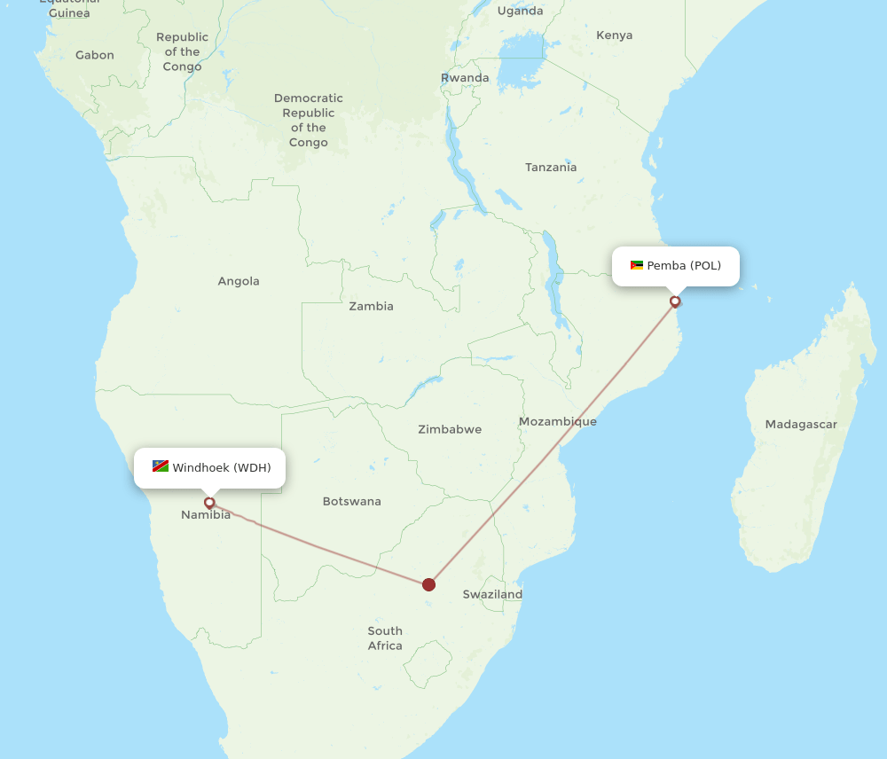 WDH to POL flights and routes map