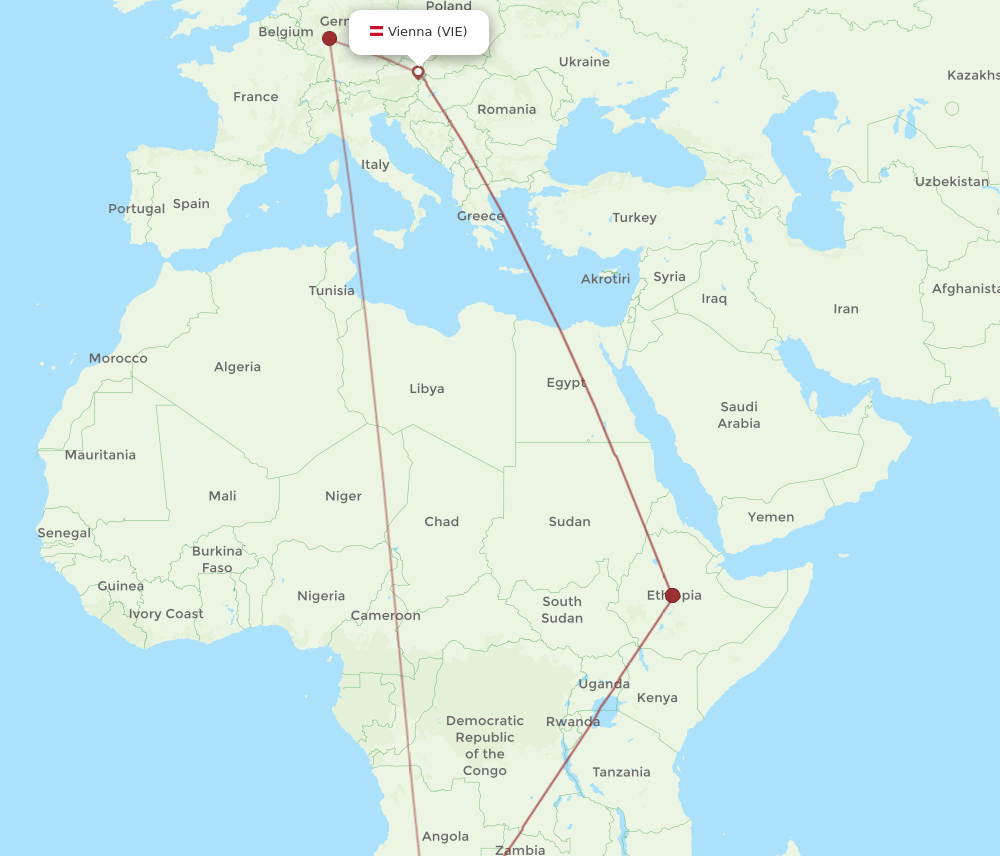 WDH to VIE flights and routes map