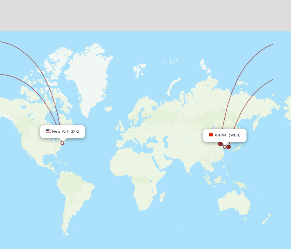 WEH-JFK flight routes