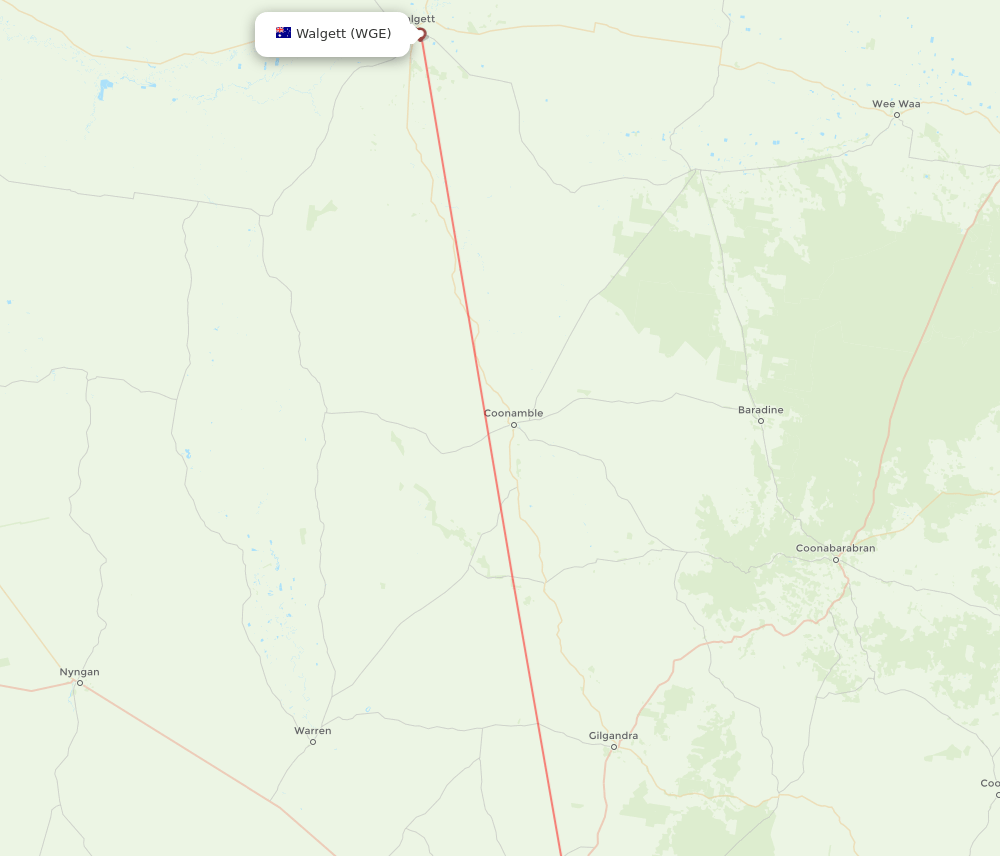 WGE to DBO flights and routes map