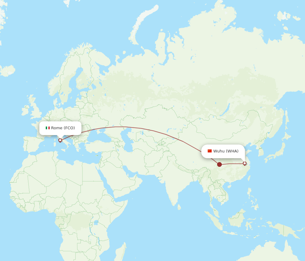 FCO to WHA flights and routes map