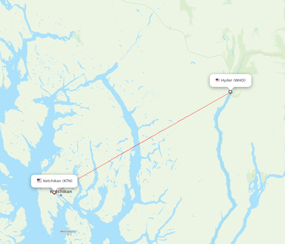 Hyder - Ketchikan route map and flight paths