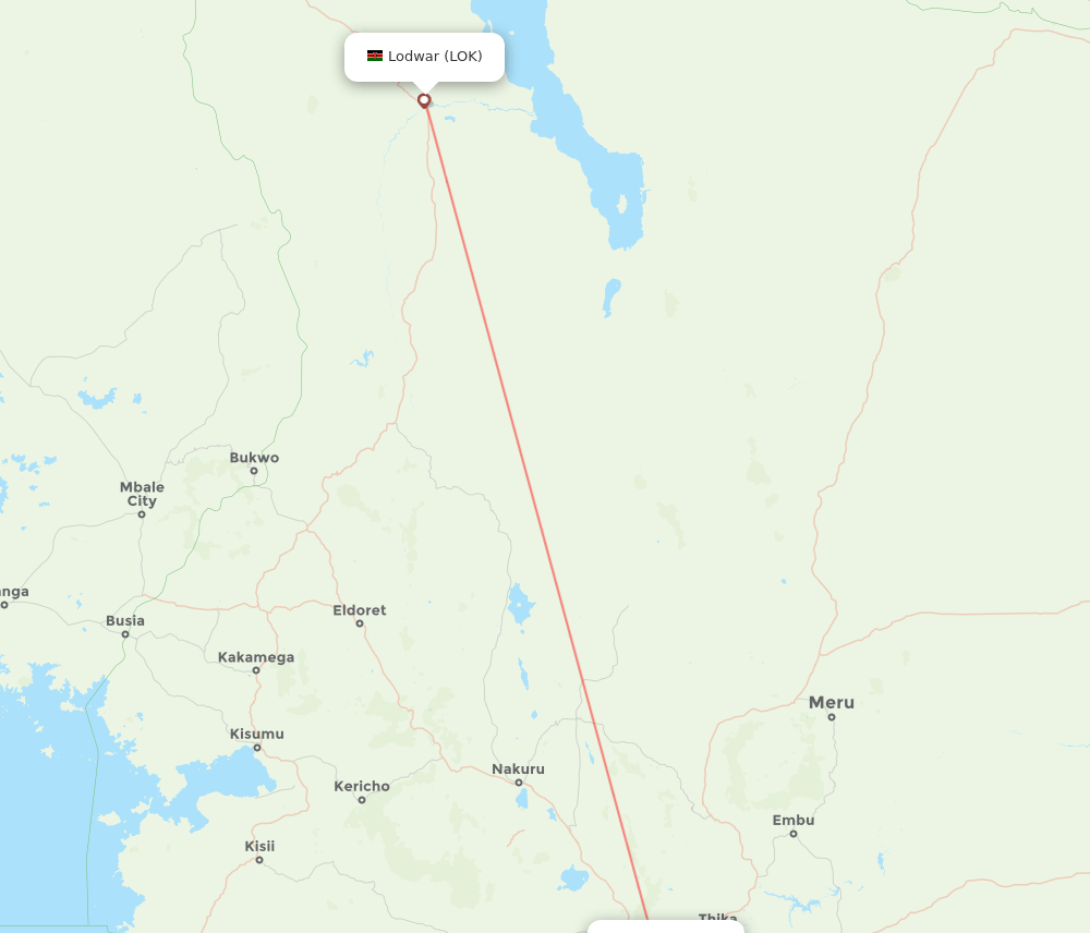 Nairobi - Lodwar route map and flight paths