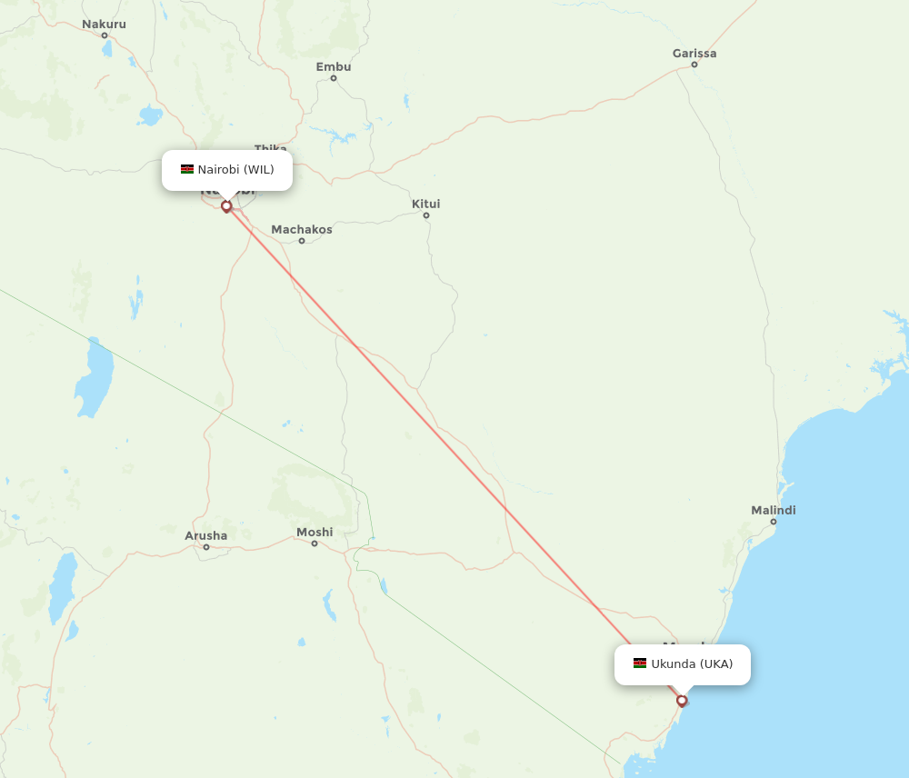WIL to UKA flights and routes map