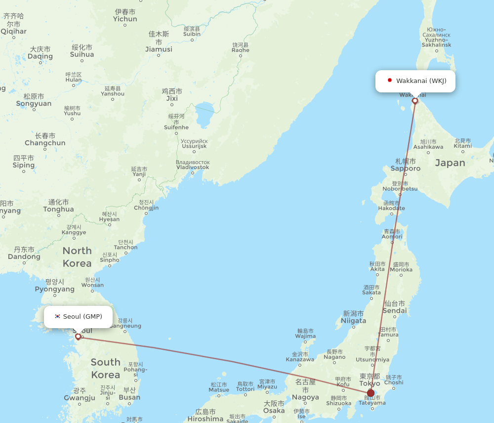 WKJ-GMP flight routes