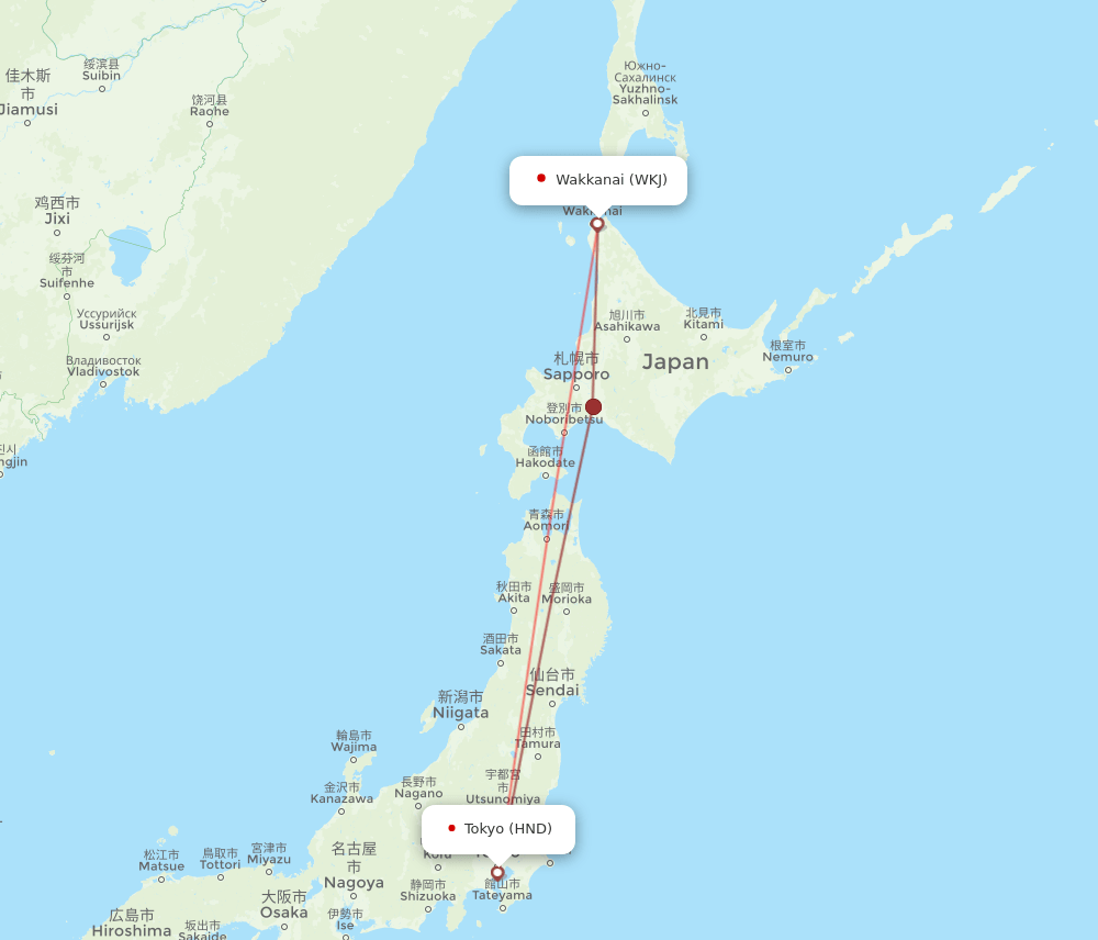 WKJ to HND flights and routes map