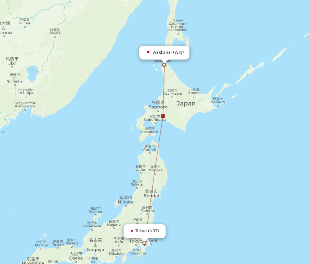 WKJ-NRT flight routes