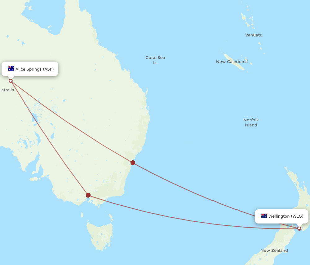 WLG-ASP flight routes