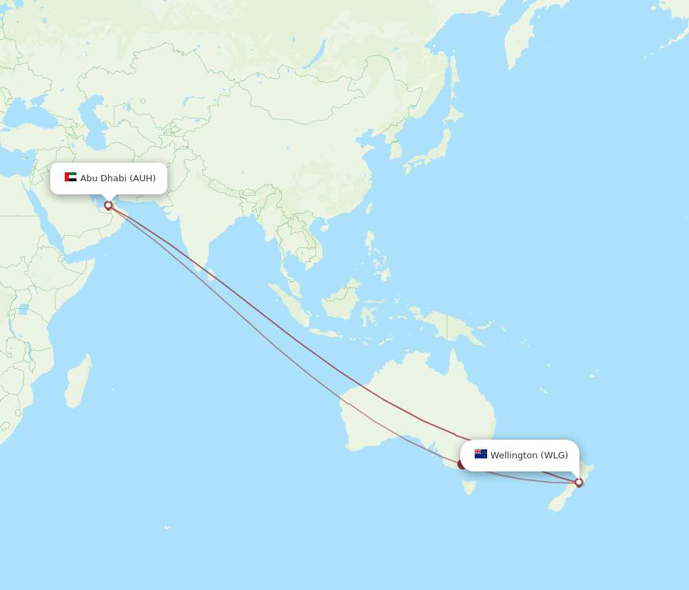 WLG-AUH flight routes