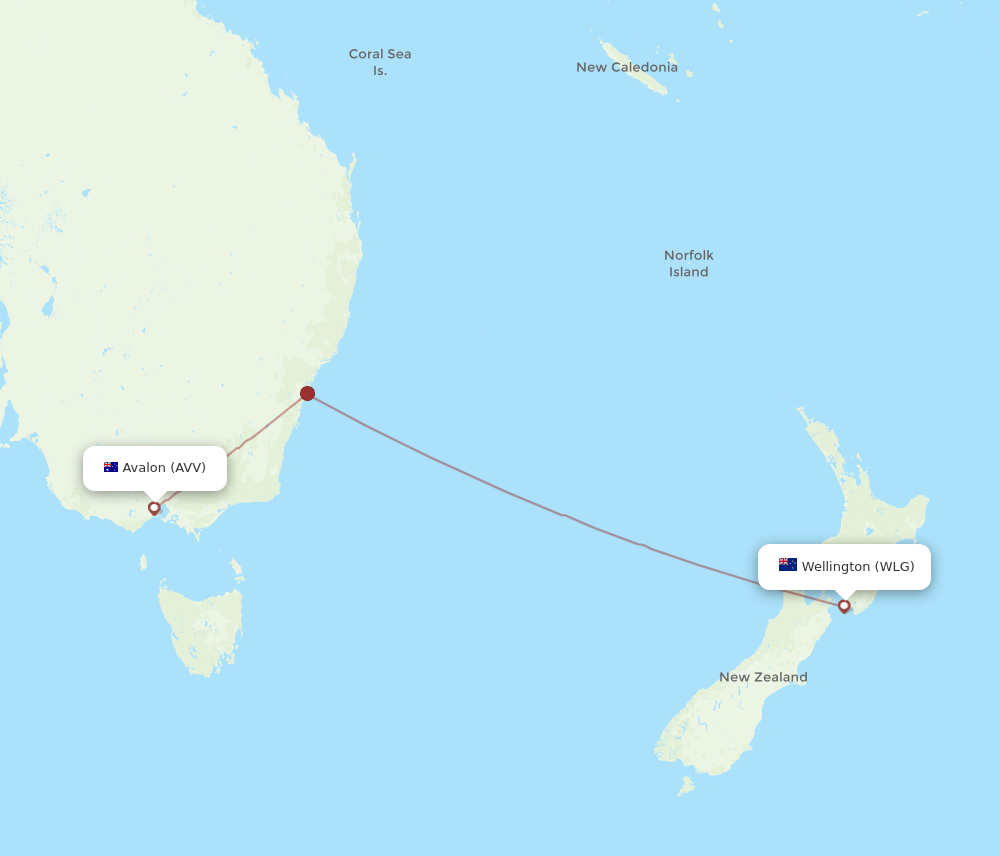 WLG-AVV flight routes